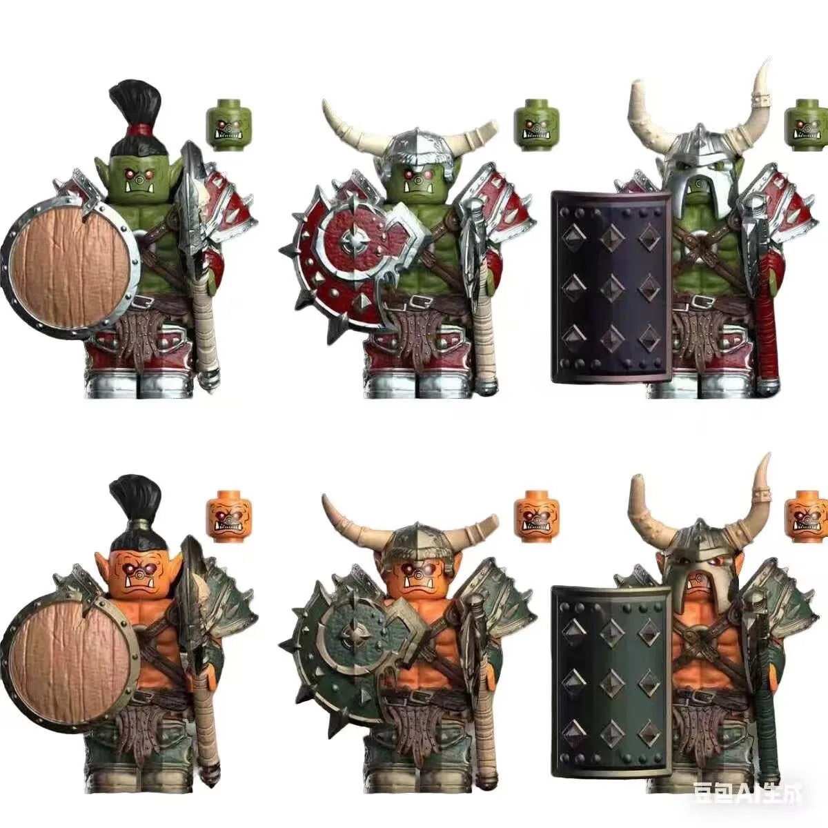 Mini figuras de bloques de construcción de guerrero Warcraft de 38 piezas, modelo de estatuilla de guerrero Orc, juguete de regalo coleccionable