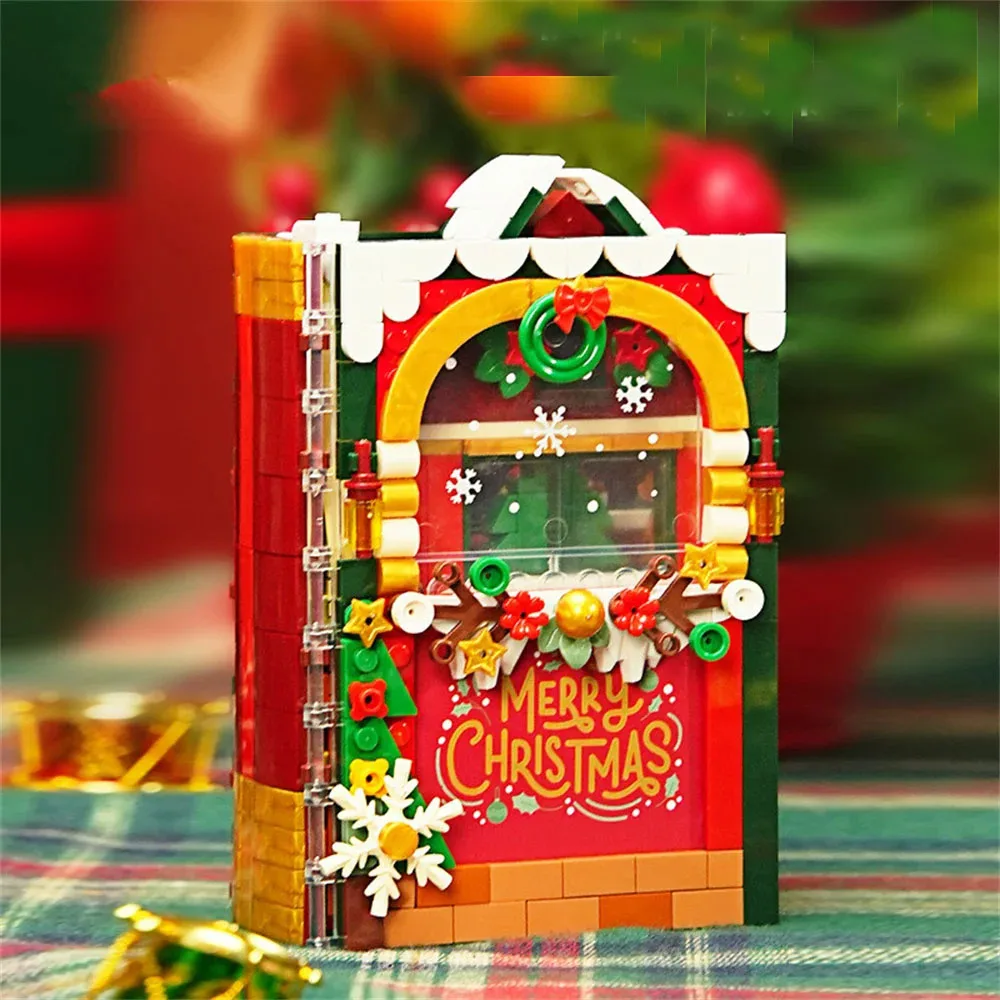 

Santa Claus House Christmas Book Block DIY 2024 Xmas Eve Building Bricks Toy For Kids Desk Decor