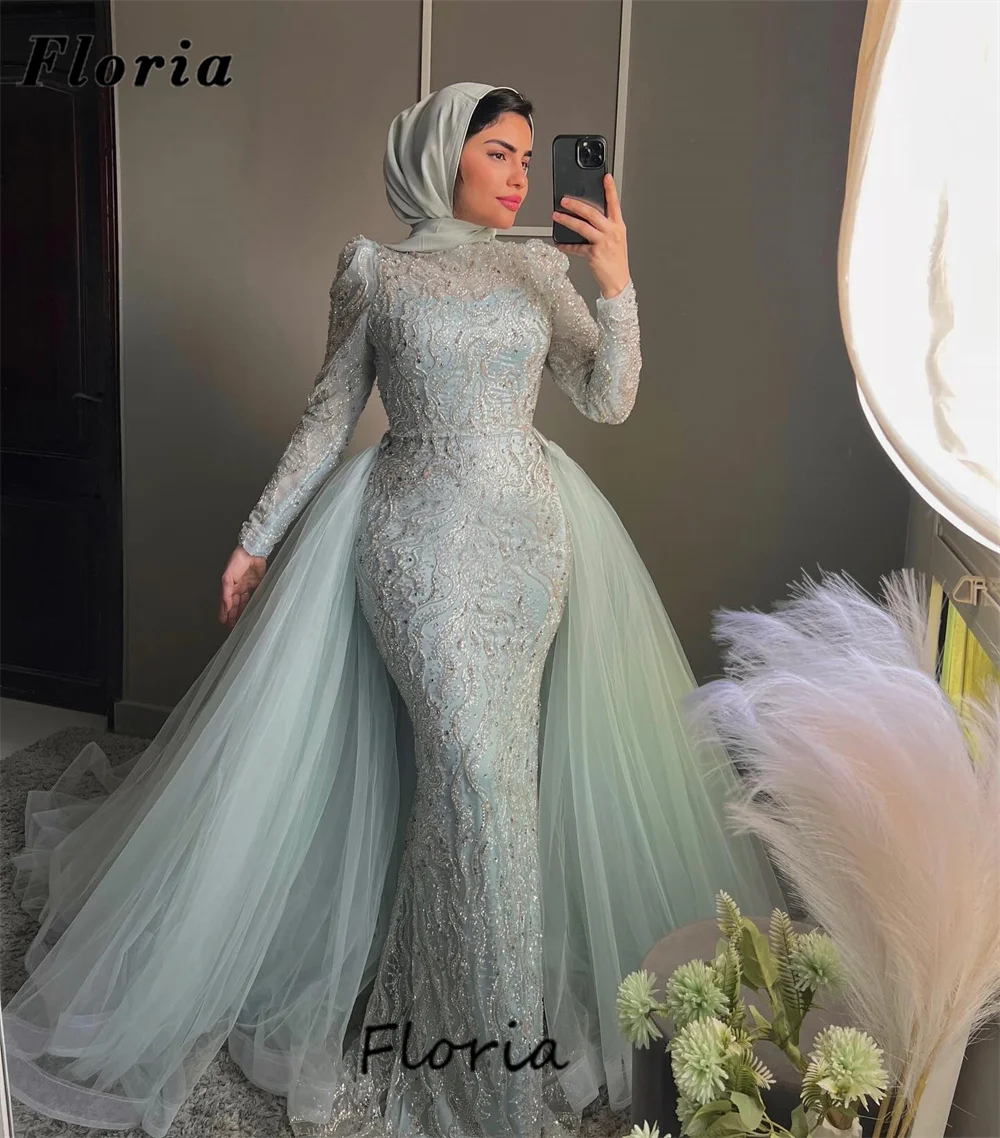 

Moroccan Kaftans Long Sleeves Evening Dresses Dubai Coutures Sequins Beaded Prom Dress Bridal Party Gowns Robes De Soiree 2024