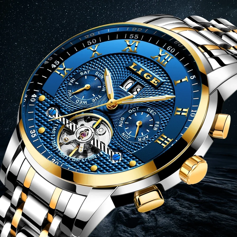 

LIGE Men Mechanical Watches Fashion Top Brand Luxury Business Automatic Watch Man Casual Waterproof Wristwatch Relogio Masculino