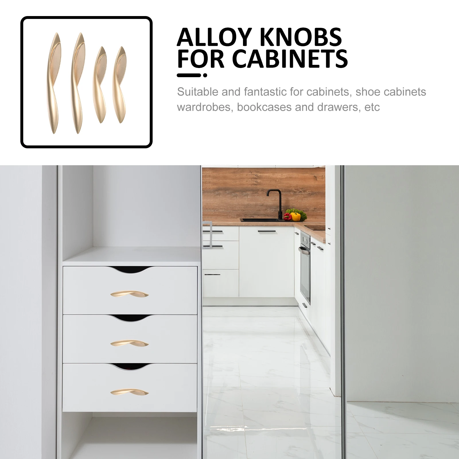 

4pcs Zinc Alloy Drawer Knobs Hardware Handles for Kitchen Wardrobes Furniture Modern Replacement Home Accessories