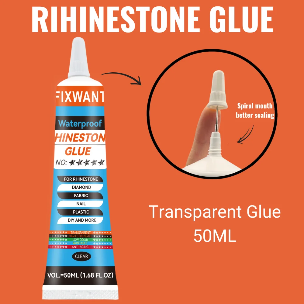 50ml FIXWANT Strass Colla Gel Colore trasparente Gel appiccicoso per manicure Strass Decorazioni per gioielli Colla per unghie
