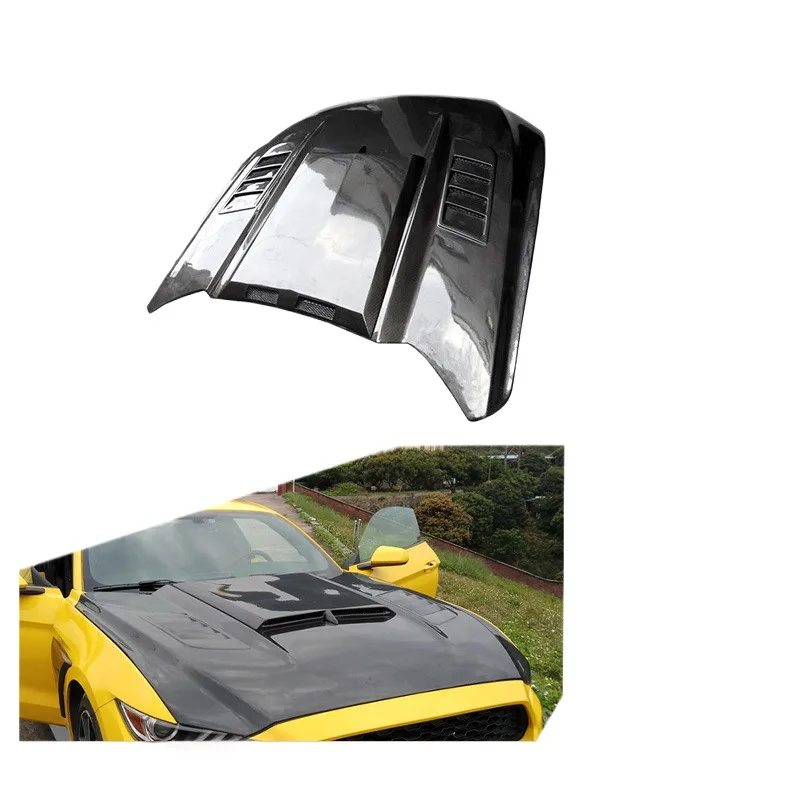 High Quality Flame Style Carbon Fiber Engine Hood Car Hood Bonnet Cover For  Mustang 2015-2021