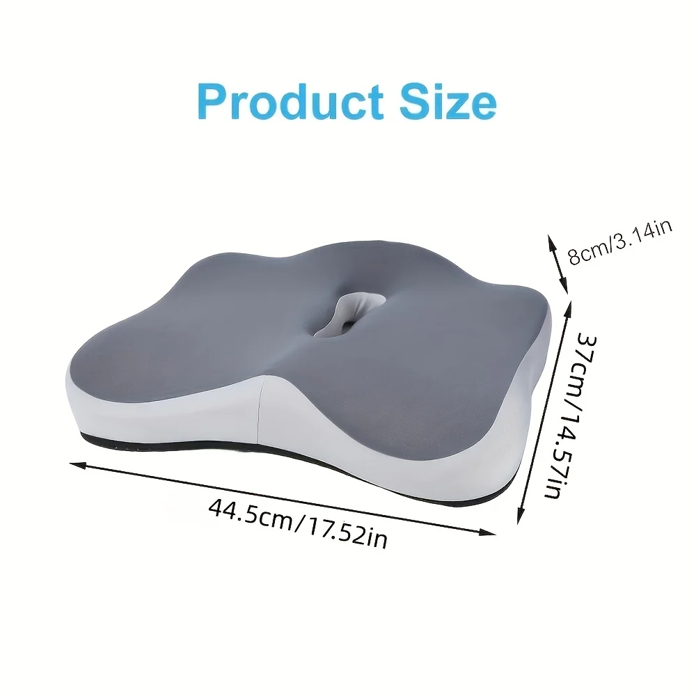 1pc Ergonomic Memory Foam Coccyx Cushion - Office Chair Support, Washable, Wheelchair And Car Seat Comfort Contour Design | Soft