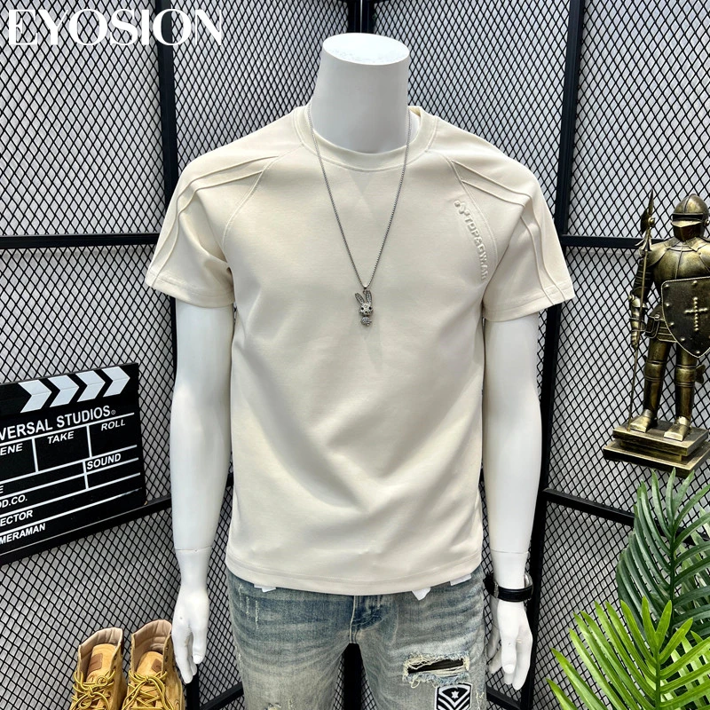 2026 New T-Shirt Men's Summer Embossed Stamped High Quality Cotton Short Sleeve Round Neck Casual Shirts Unisex Tops Clothing