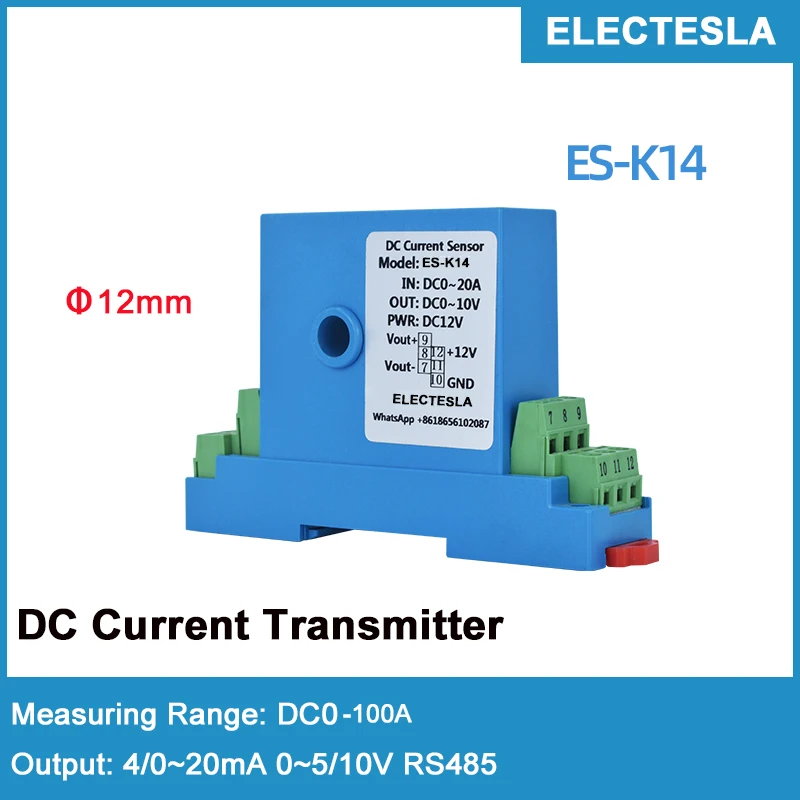 DC Current Sensor 50A 10A 20A 50A 100A 4/20mA 0/10V 0/5V RS485 Relay Current Transducer DC24V Transmitter