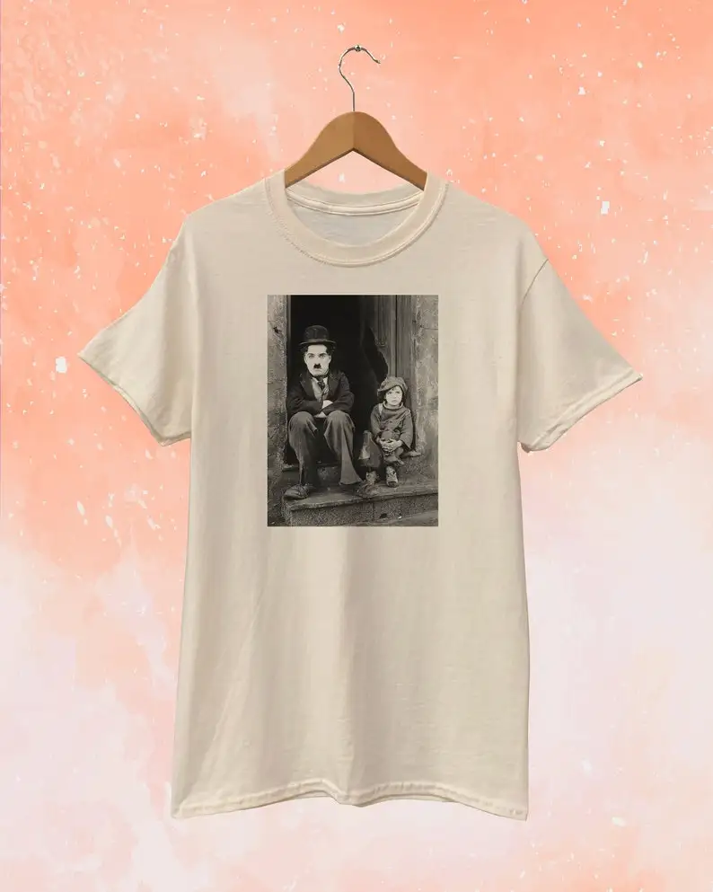 Charlie Caplin the Kid T-Shirt Available Colors White Natural Light Pink Gray