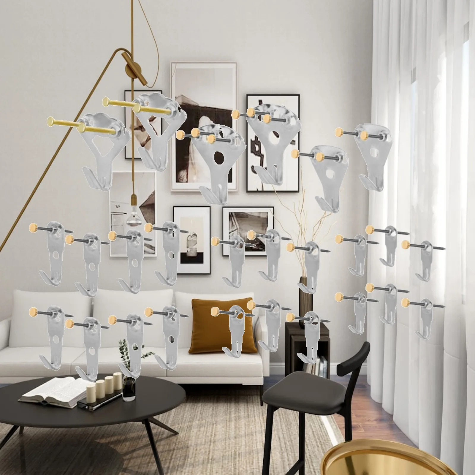 Metal Picture Hangers Wall Hanging Hooks Kit for Drywall Photo Frames Exhibition Painting Home