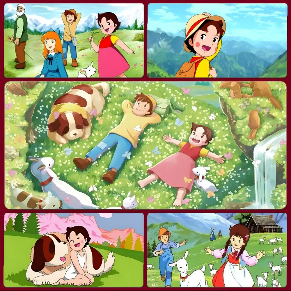 Warm Classic Anime H-Heidi Girl of the Alps Mouse Pad Large Gaming Mousepad with Stitched Edges Thickened Desk Mat PC