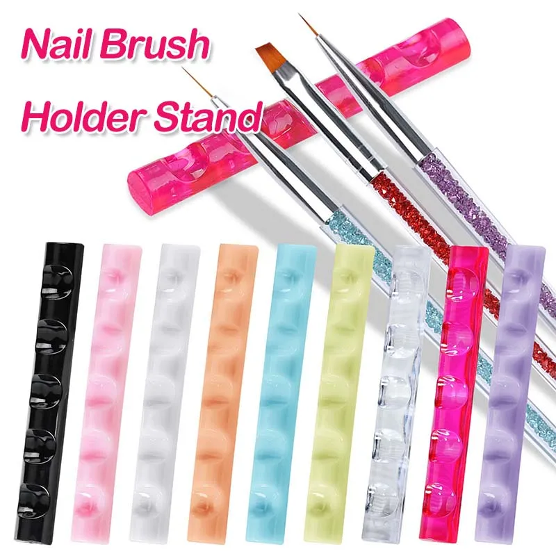 1 Pcs 5 Grids Acrylic Clear Nail Brush Rack Shelf Painting Pen Rest Holder Stand Gel Nail Polish Brush Painting Brush Pen Holder