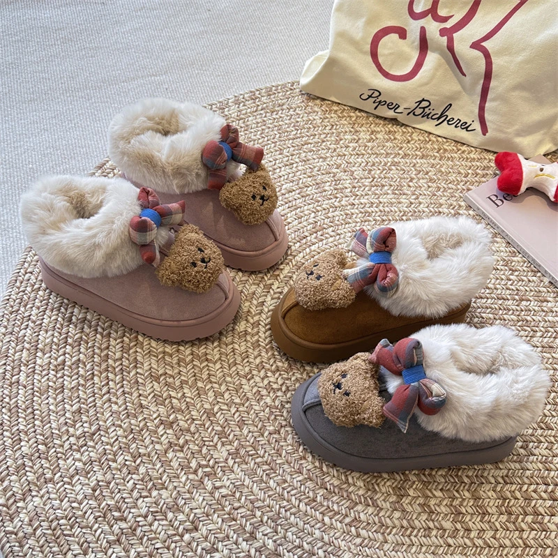 

2025 New Cute Fashion Children Plush Slippers Winter Cartoon Home Warm Non-Slip Slippers Cotton Cute Girls Indoor Slippers