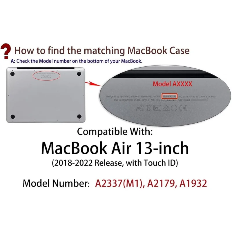 Laptop Case for MacBook Air 13.3 Inch Case M1 Chips Model A2337 A2179 A1932 2022-2018 Years Matte Crystal Hard Shell Case Cover