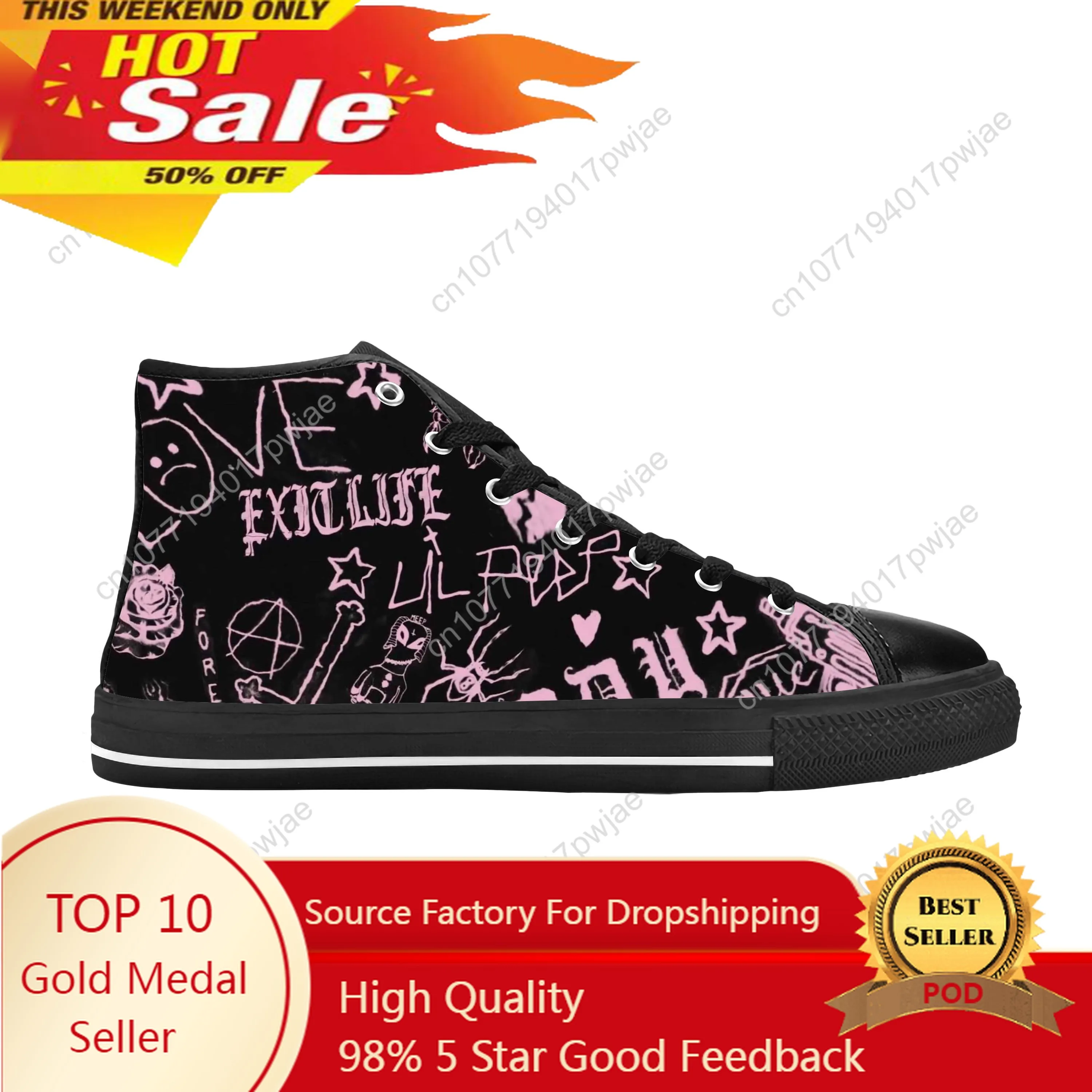 

Hot Lil Peep Hip Hop Rap Rapper Music Singer Rock Casual Cloth Shoes High Top Comfortable Breathable 3D Print Men Women Sneakers