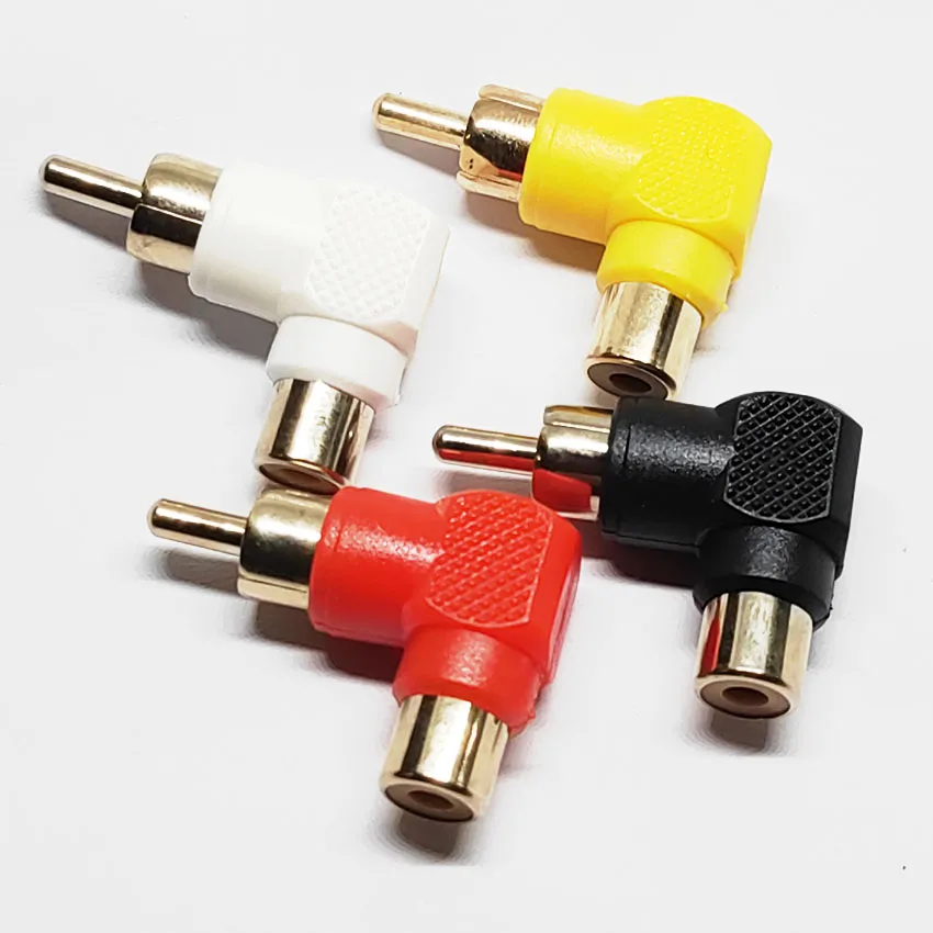 

5Pcs/lot Right Angle RCA Male to Female Connector Audio AV Elbow Plug Jack Extender 90 Degrees L Shape RCA Adapter Plug