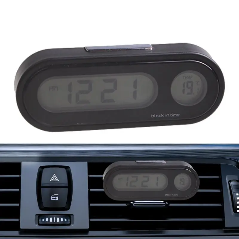 Car-mounted Clock Thermometer Multifunctional Accurate Temperature Voltmeter Digital Display Two-in-one Night Electronic Lights