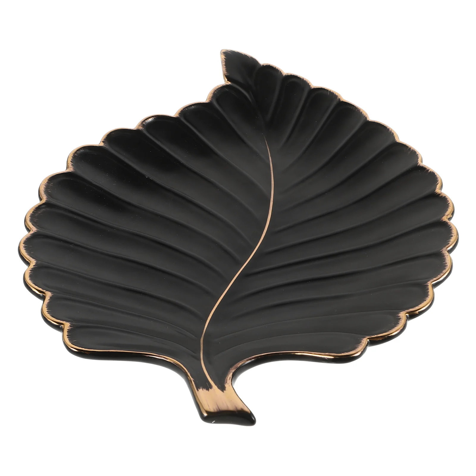 

Leaf Shaped Ceramic Tray Elegant Trim Trinket Dish Jewelry Plate Key Tray Entryway Table Decor Small Candy Dish