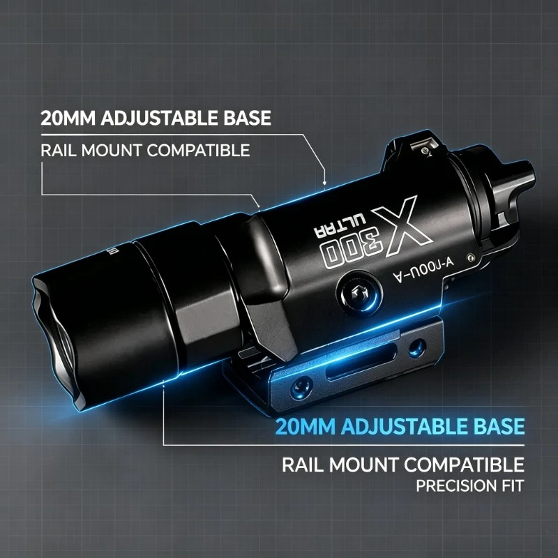 1. Tactical Training Accessory X300U-A Strobe Flashlight Fit 20mm Rail G17 Replica Model