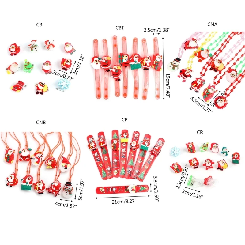 กำไลข้อมือเข็มกลัดแหวนเรืองแสงที่สร้างสรรค์สำหรับเด็กผู้ใหญ่ปาร์ตี้คริสต์มาสคลั่ง