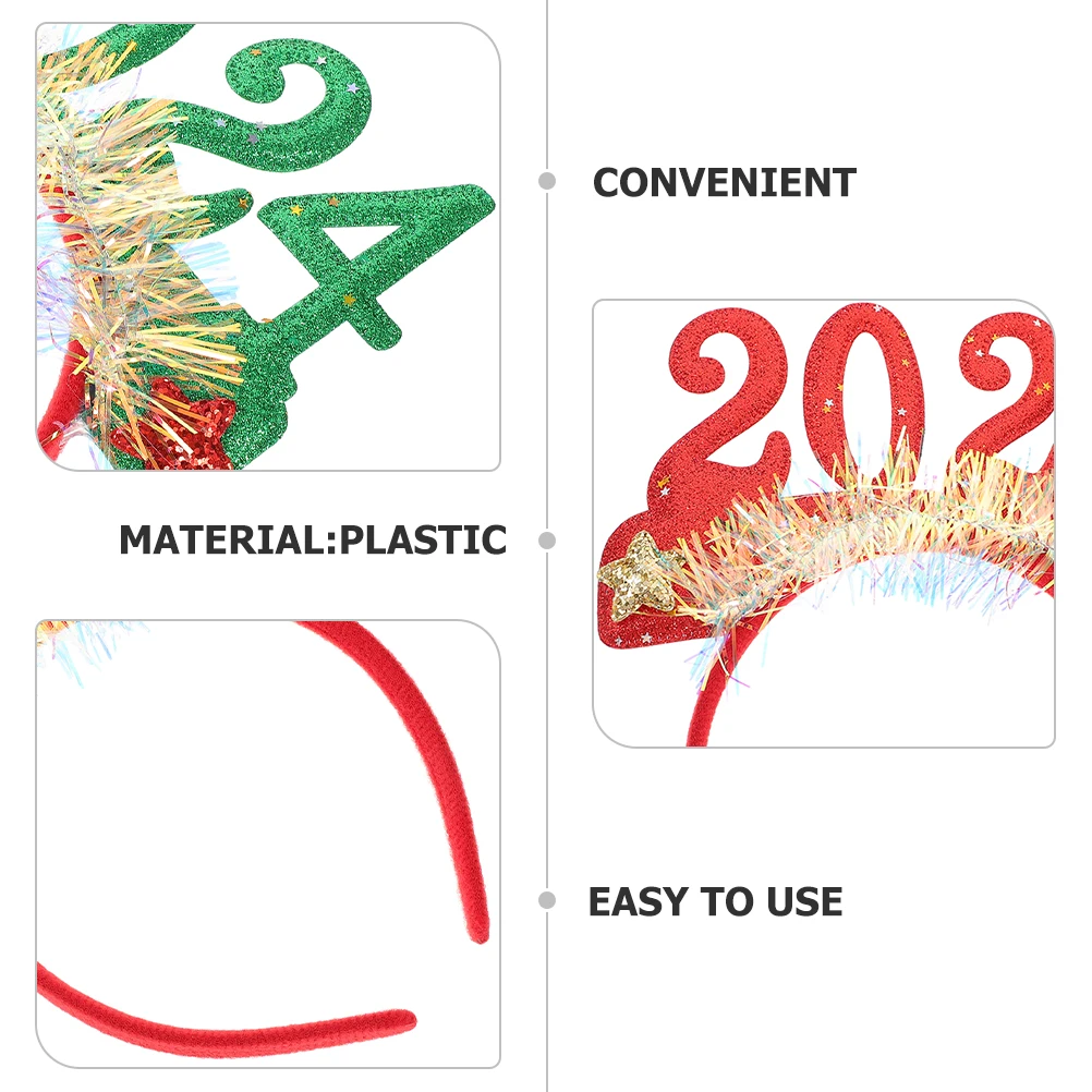 

3 Pcs New Year Headb 2024 Tinsel Birthday Hair Christmas Women Ribbon Party Valentines Day Accessories Wedding