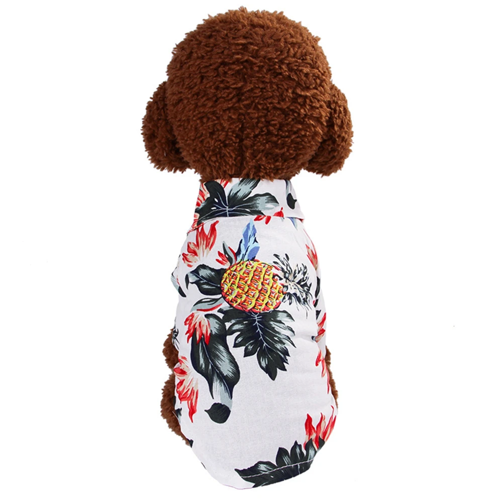 Pet Summer T-Shirts Hawaii Style Floral Dog Shirt Hawaiian Printed Pet T-Shirts Breathable Cool Clothes for Beach Seaside Puppy