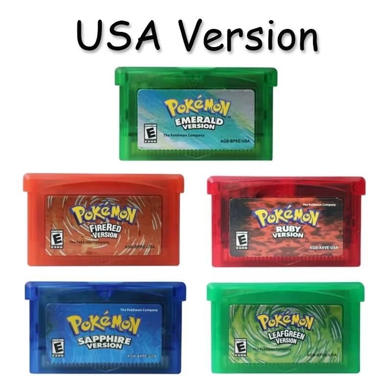 

Pokemon Series GBA Game 32 Bit Video Game Cartridge Console Card Ruby FireRed Sapphire Emerald LeafGreen USA Version for GBA NDS