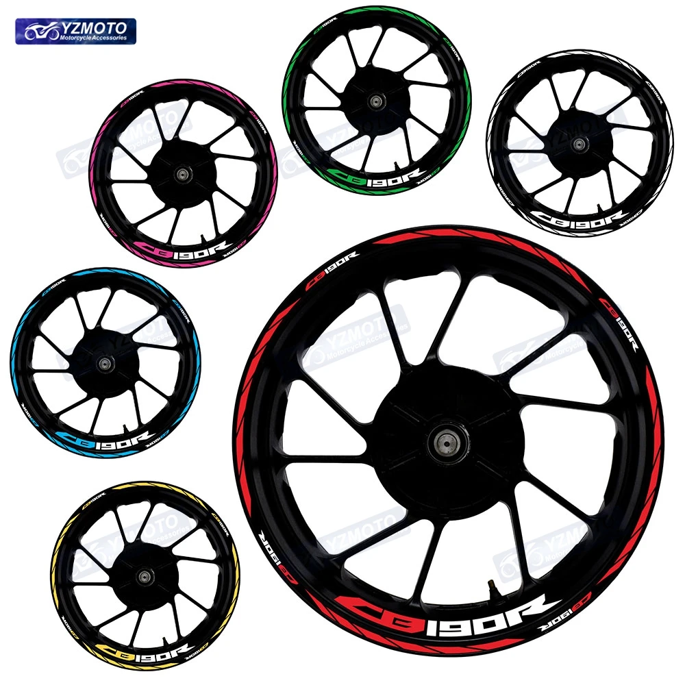 

Светоотражающие 17-дюймовые наклейки на колеса для гонок на мотоцикла Honda CB190R, лента в полоску на обод, ступица, наклейка на мотоцикл, аксессуары, украшение