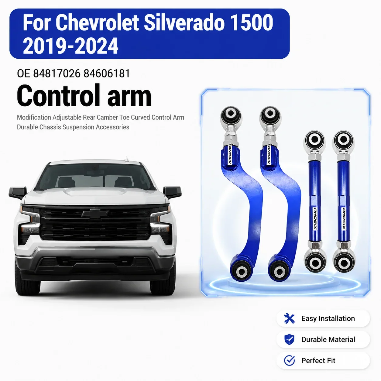 Modification Adjustable Rear Camber Toe Curved Control Arm Durable Chassis Suspension Accessories OE 84817026 84606181 For