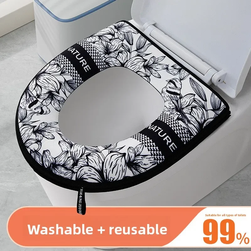 Anti Slip Waterproof Thickened Toilet Seat Cover Cartoon Pattern Simple Sticker for Home Bathroom Universal Fit
