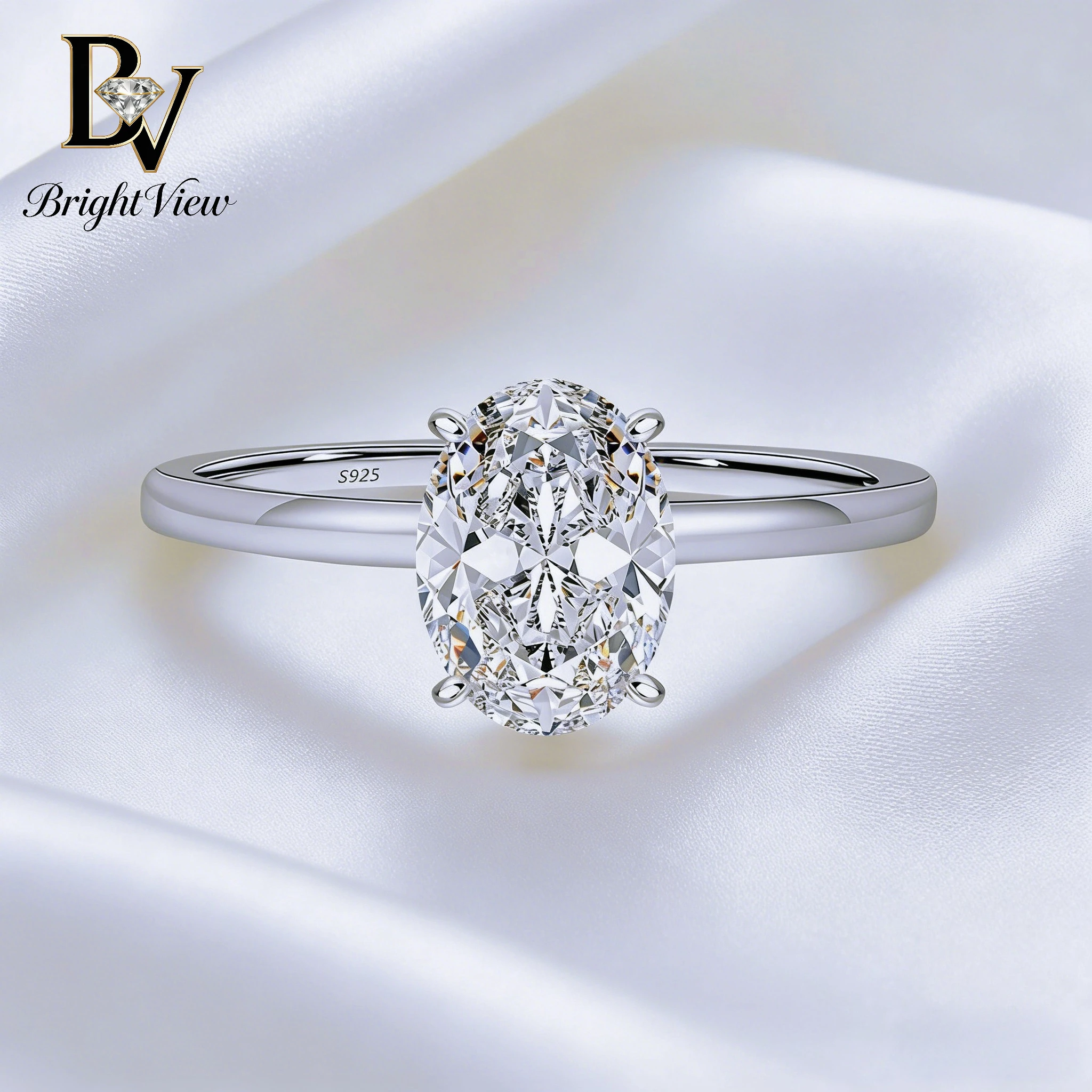 

Handmade S925 Sterling Silver Oval Cut 1.5/2CT Moissanite Ring for Women Classic Solitaire Engagement Wedding Band