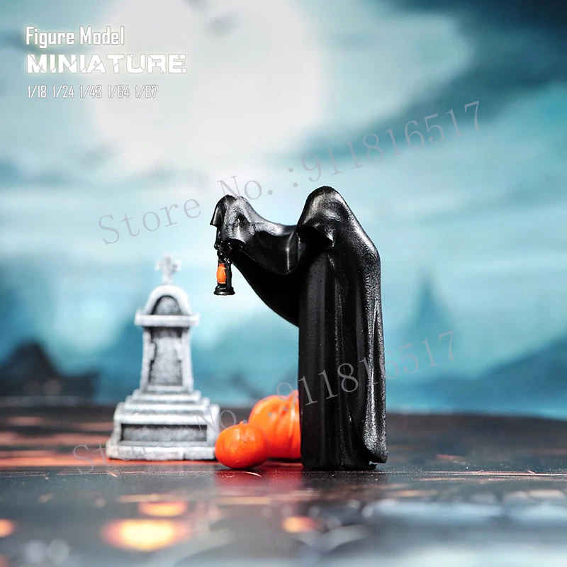 Mini 1/87 1/64 1/43 1/24 1/18 Halloween Ghost Pumpkin Tombstone Model Scene Sand Photography Prop Table Ornaments Decoration