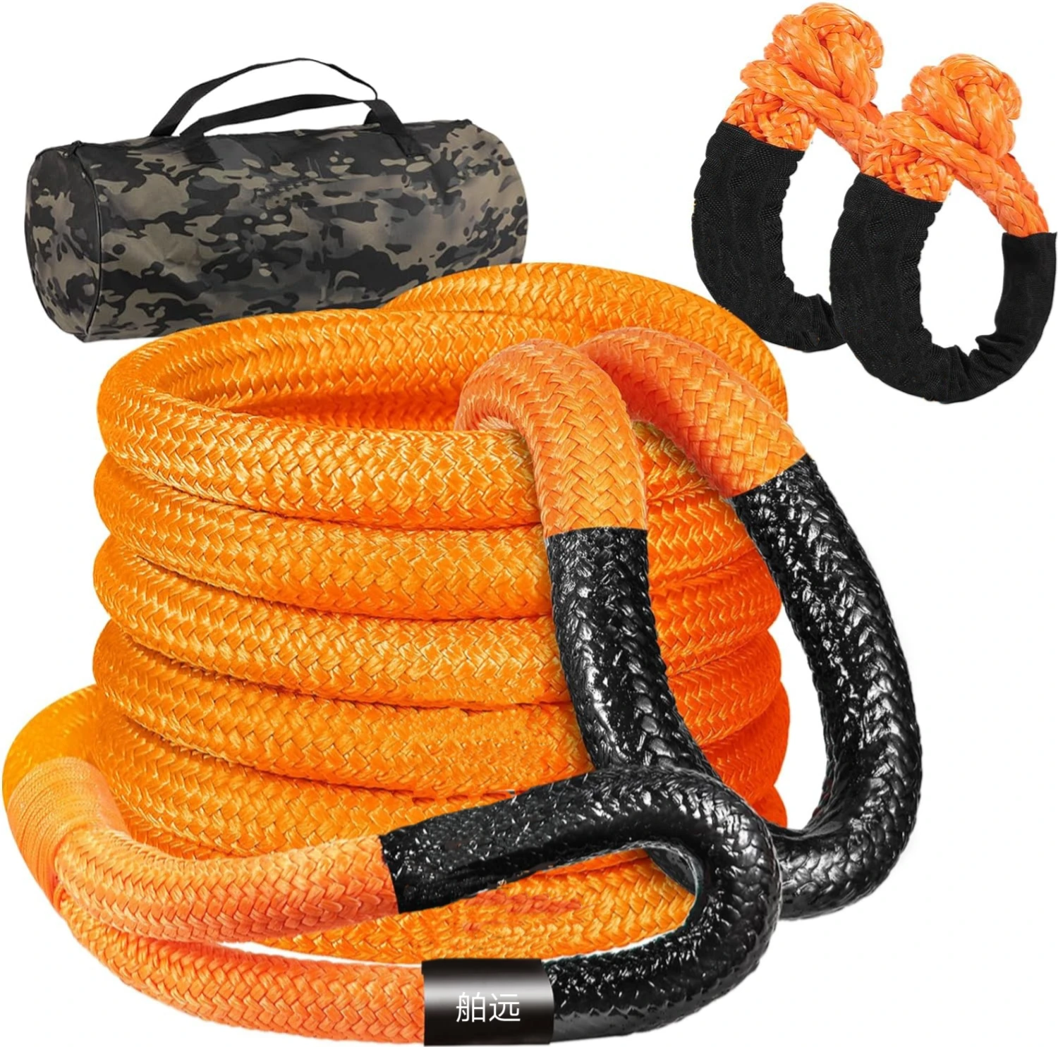 High Tensile Force Uhmwpe Towing Line  Hollow Braid Uhmwpe Cord 30 Ton Orange Hollow Braided Tow Car Winch Offroad Rope