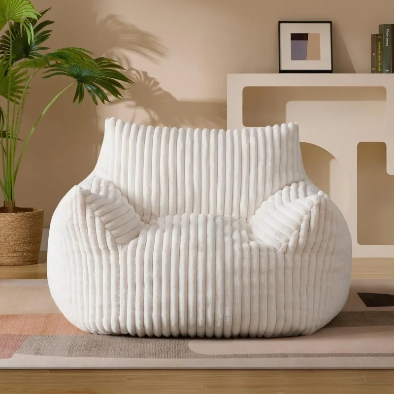 Corduroy Bean Bag Chair, High Resilience Foam Particles, Compressible Single Leisure Sofa for Living Room Bedroom