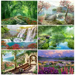 Diy Full Diamond Painting Rainbow Natural Scenery Mosaic Embroidery White Pigeon Rhinestone Picture Cross Stitch Kits
