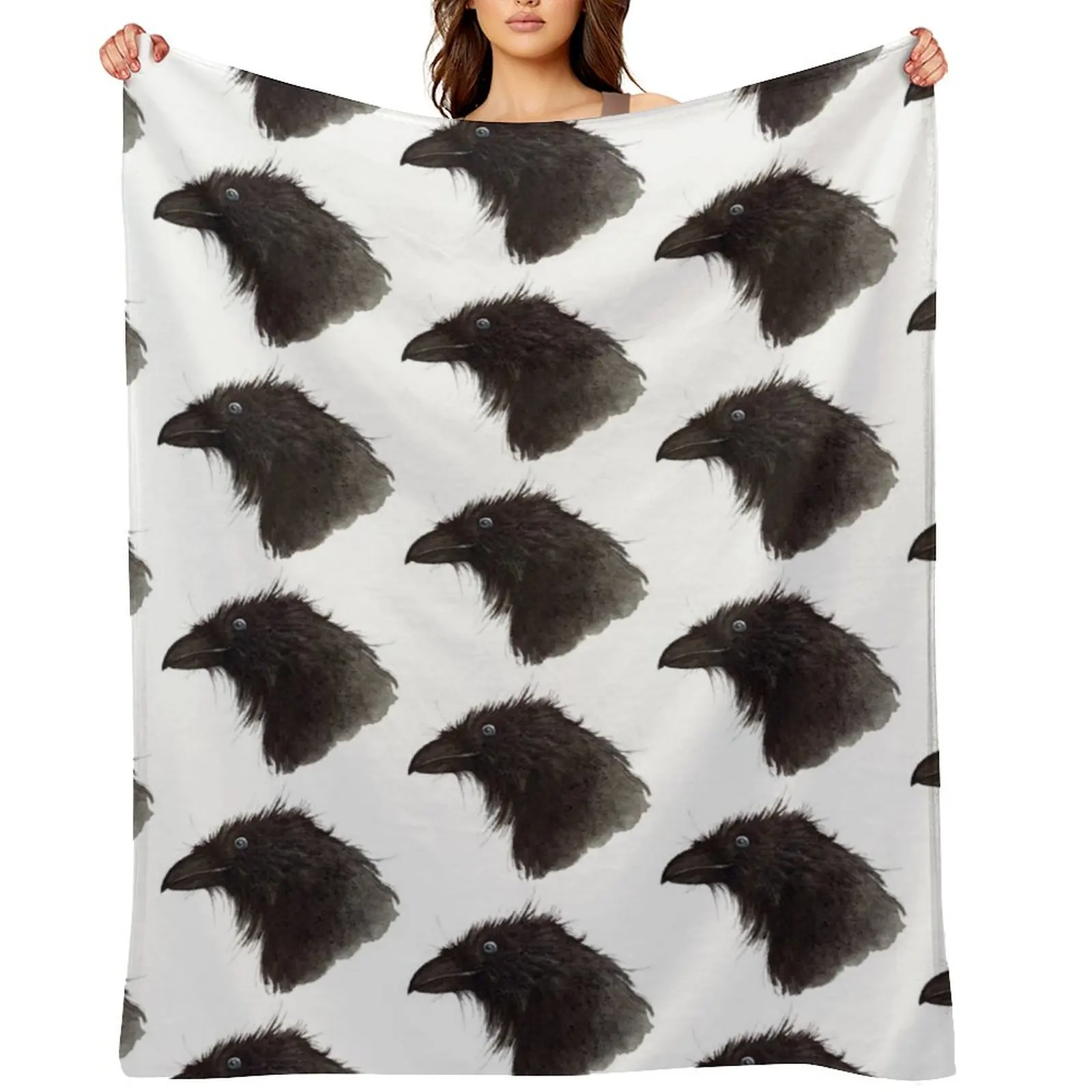 

raven - raven bird - crow - bird jackdaw Throw Blanket Bed covers Cute Custom Flannels Blankets