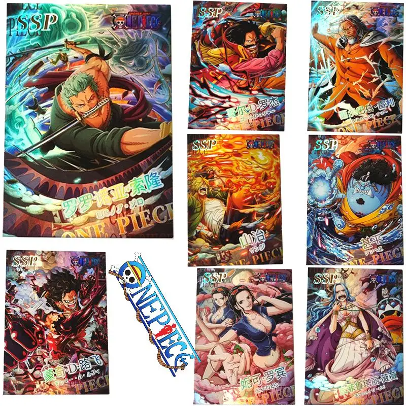 One Piece Anime Roronoa Zoro Luffy Vivi Robin Character Rare Collection Flash Card Cartoon Toys Christmas Gift Bronzing Card