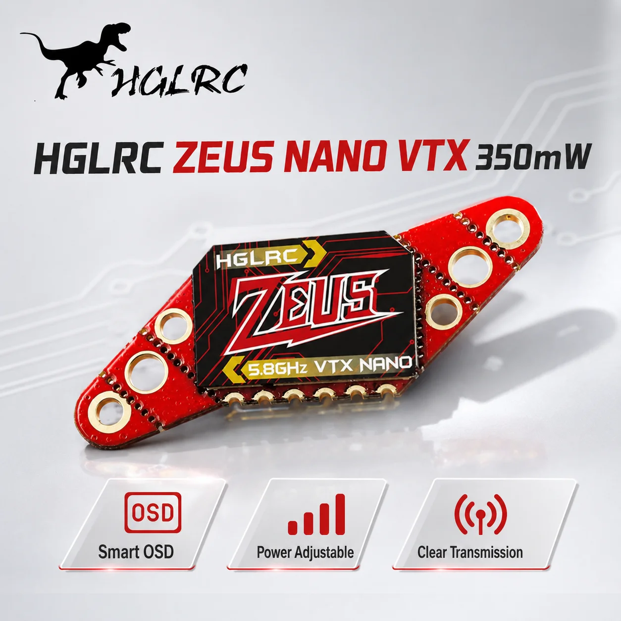 HGLRC Zeus Nano VTX 350mW 5.8GHz Analog Transmitter 40CH U.FL Antenna IRC Tramp for Tiny Whoop Toothpick Racing Micro Drone Part