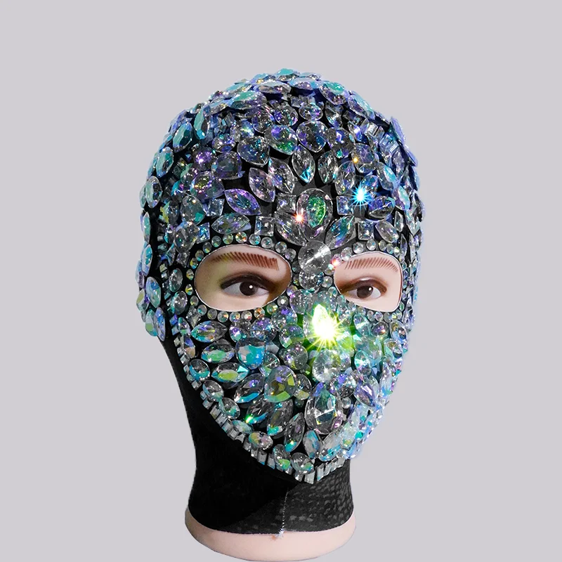 

Glitter Rhinestone Stage Outfit Hat Dance Wear Mask Man NightClub Performance Festival Show Pole Dance Team Celebrate Drag Queen