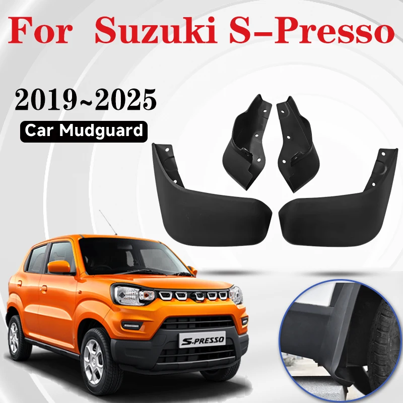 4PCS Car Mud Flaps For Suzuki S-Presso GLX 2019~2025 Anti-scratch Atuo Fenders Mudguards Mudflaps Splash Guards Cars Accessories