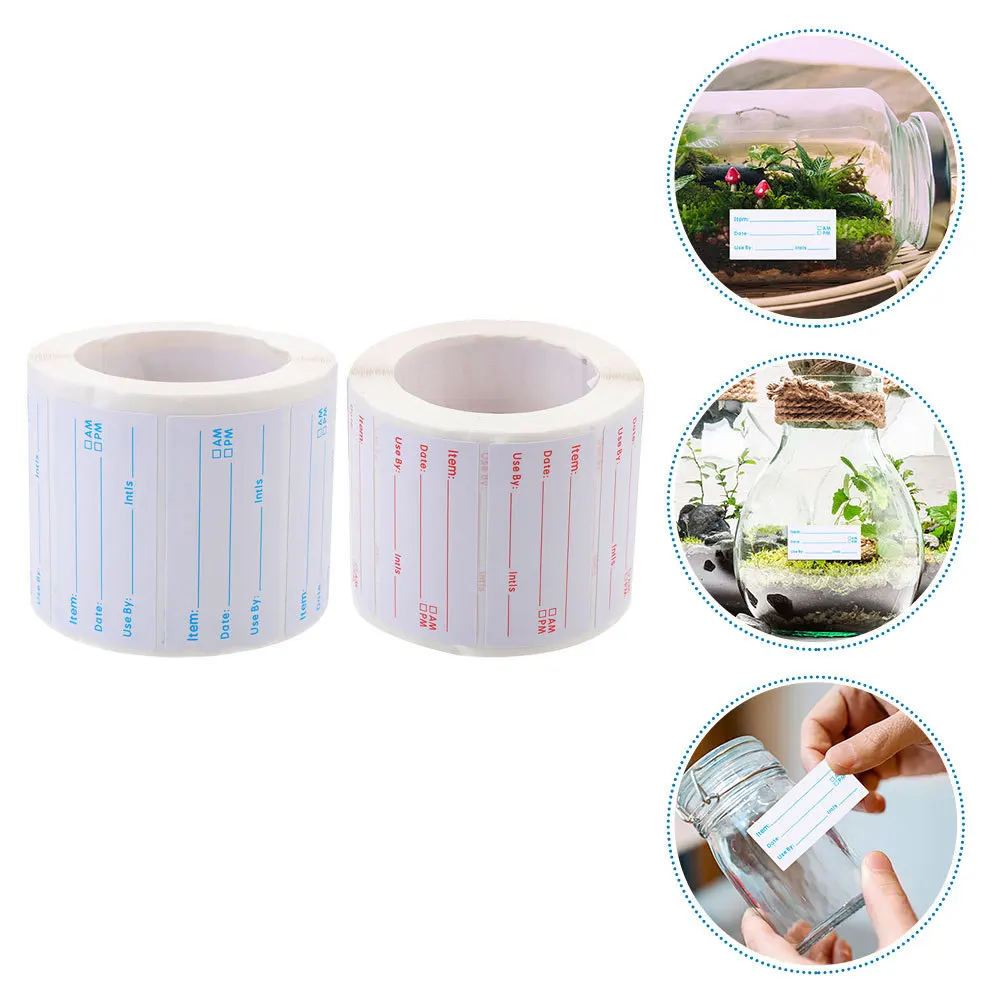 

2 Rolls Rotating Food Labels Writable Removable Self Adhesive Label Stickers for Freezer Cooler Storage