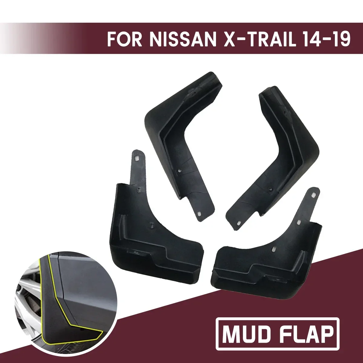 Car Front Rear Car Mudguards Fender Flares Mud Guard Flap Anti Splash Mudflaps Soft Good Tenacity For NISSAN X-TRAIL 14-19