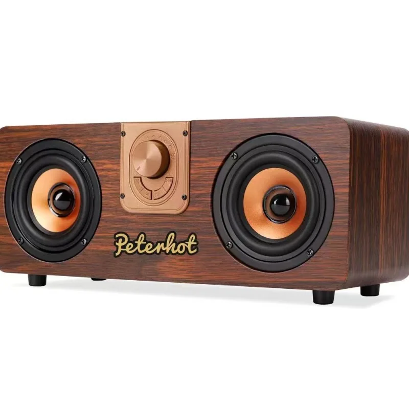 

A103 Retro Wooden Wireless Bluetooth Speaker FM Radio Desktop Bedside HIFI Stereo Subwoofer TF Card U Disk AUX TWS Playback