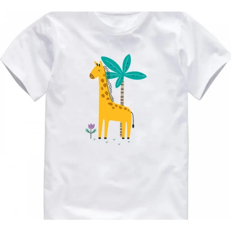 Lustige niedliche Sommer Cartoon T-Shirt Mädchen Tier Giraffe Kinder Kleidung Jungen T-Shirts Kurzarm Tops Jungen Kleidung Mädchen Kleidung