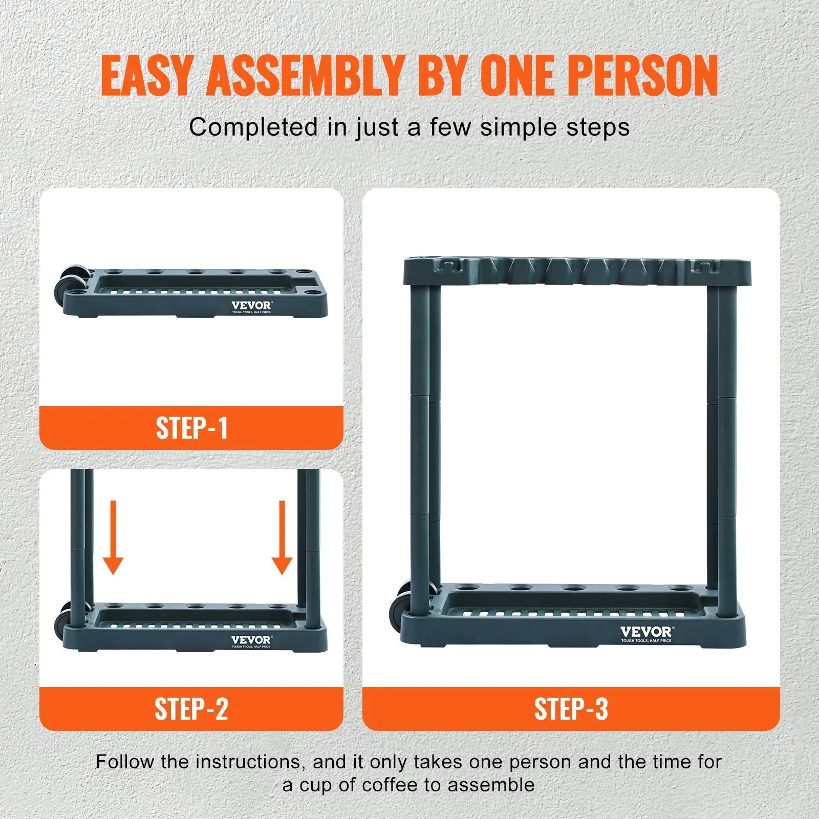 VEVOR-Tour d'outils de jardin T1 pour l'organisation et le stockage du garage, outil à long manche, râteau et bro, 10 emplacements