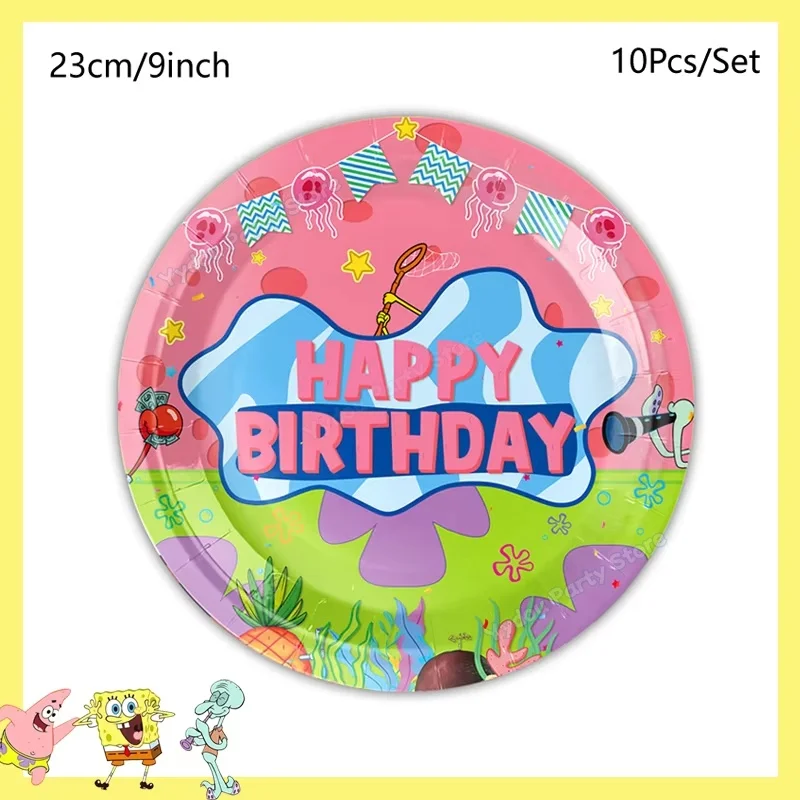 SpongeBob Schwammkopf Geburtstagsparty Dekorations-Set Tischgeschirr Becher Teller Tischdecke Luftballons Babyparty Kinderparty Geschenke – Detail 7