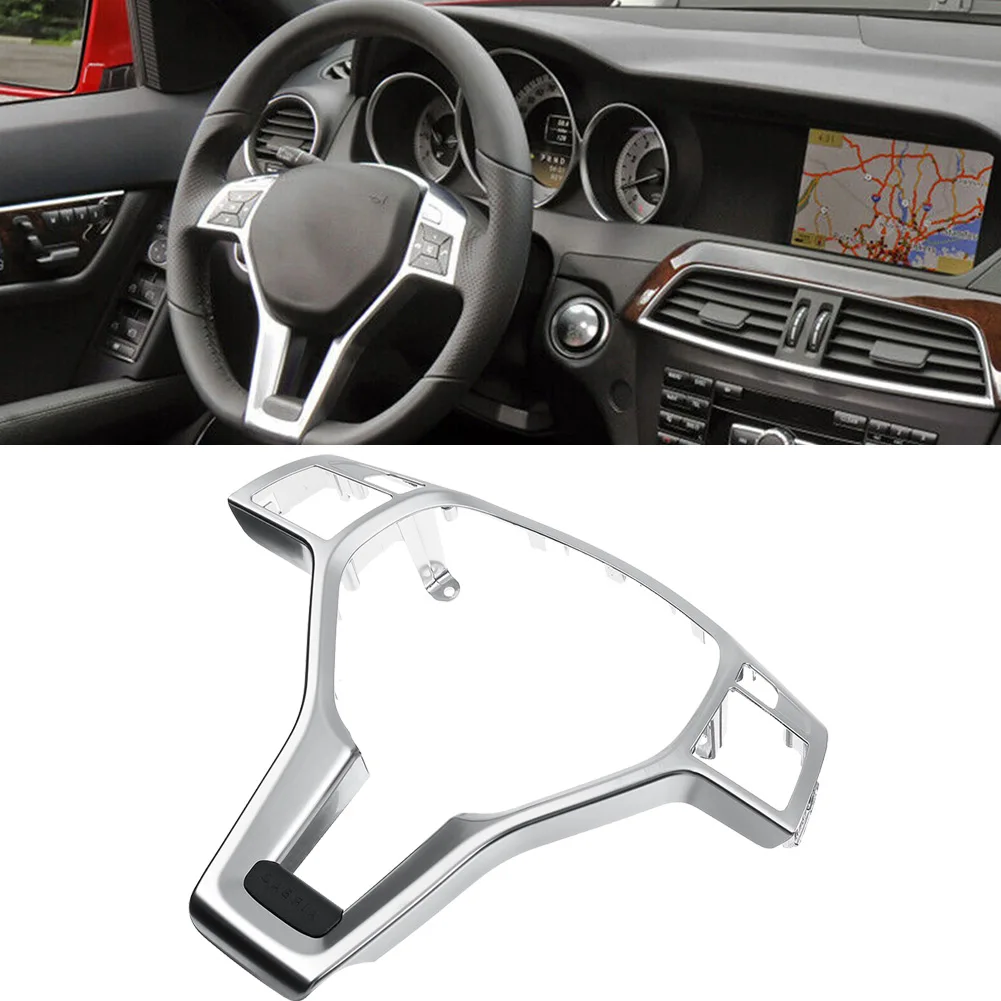 

Накладка на руль автомобиля, серебристая, салон автомобиля, руль с хорошей ручкой для Mercedes Benz W204 W212 C E CLA 2012-14