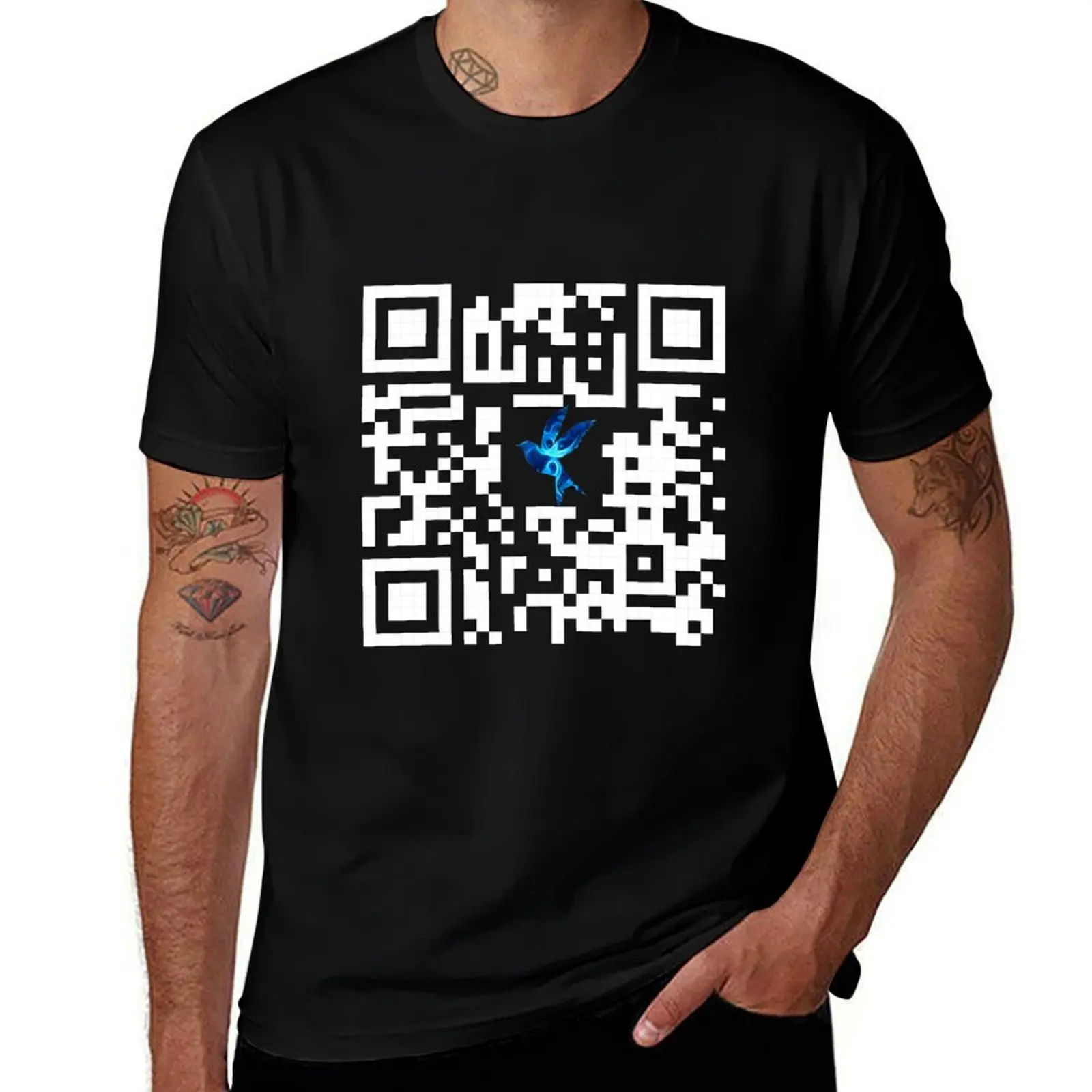 Blue Bird Anime Opening QR-code T-Shirt Summer Casual Loose T-Shirt