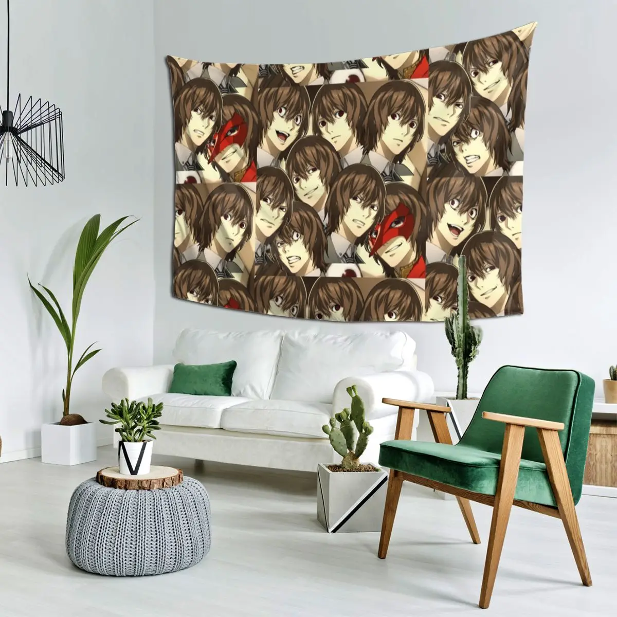 Many Faces Of Goro Akechi Tapestry Hippie Wall Hanging Aesthetic Home Decor Tapestries for Living Room Bedroom Dorm Room