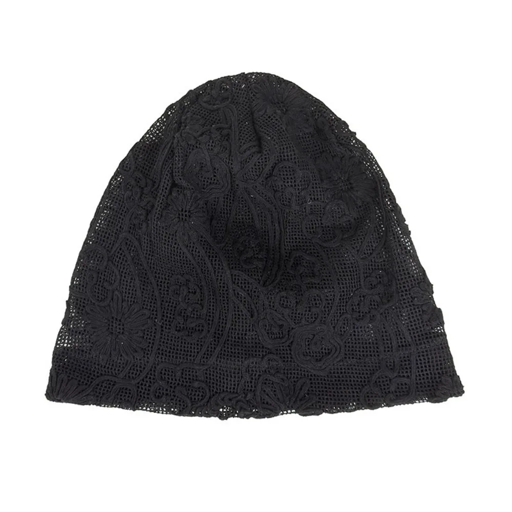 

Embroidered Crochet Flower Lace Hat Breathable Thin Hollow Out Beanies Spicy Girl Korean Style Flower Pile Hat