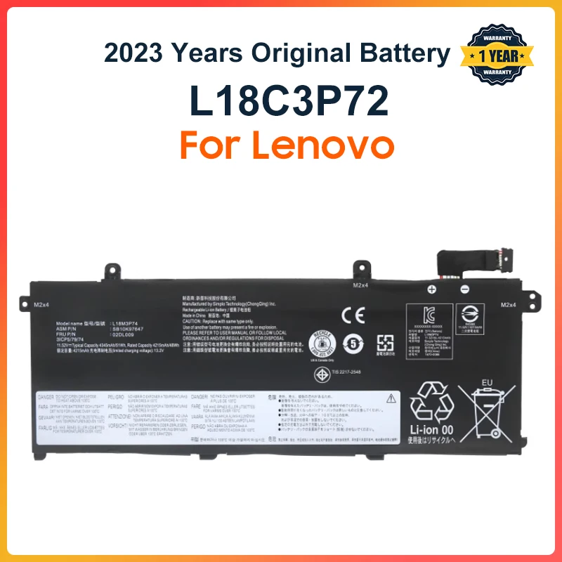Imagem -01 - Bateria do Portátil para Lenovo Thinkpad L18c3p71 L18c3p72 T490 T495 P43s P14s L18l3p73 L18m3p74 L18m4p73 L18m4p74 L18m4p74