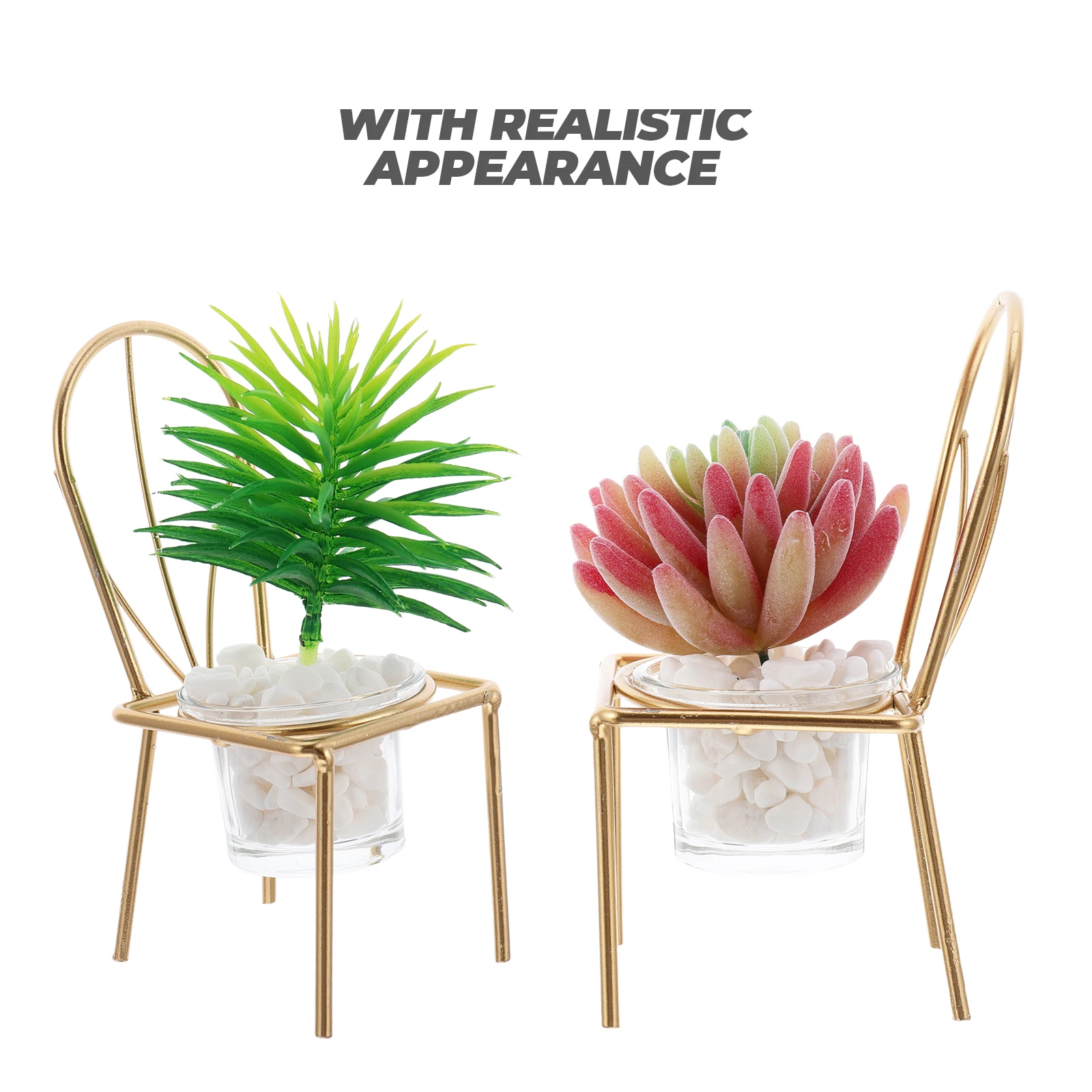 

2pcs Simulated Plant Chair Fake Potted Plants Ornament Decorative Bonsai For Home Decoration Outdoor Indoor Artificial Succulent
